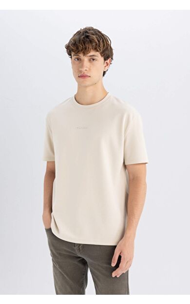 DeFacto Regular Fit Bisiklet Yaka Baskılı Ağır Kumaş Tişört C6139AX24AUBG734