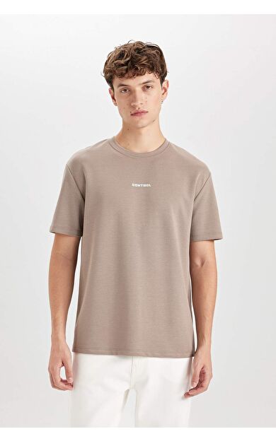 DeFacto Regular Fit Bisiklet Yaka Baskılı Ağır Kumaş Tişört C6139AX24AUBG73