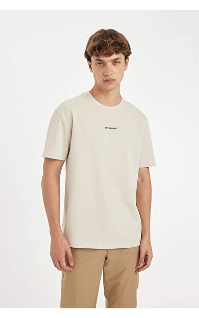 DeFacto Regular Fit Bisiklet Yaka Baskılı Ağır Kumaş Kısa Kollu Tişört C6139AX24AUER117