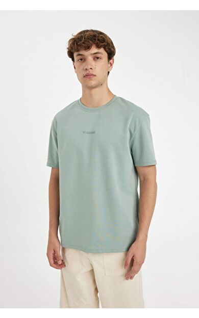 DeFacto Regular Fit Bisiklet Yaka Baskılı Ağır Kumaş Kısa Kollu Tişört C6139AX24AUGR488