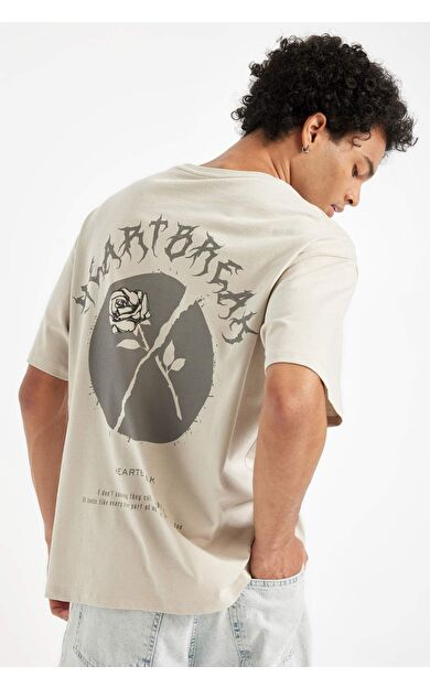 DeFactoFit Comfort Fit Bisiklet Yaka Baskılı Kısa Kollu Tişört C6143AX24AUBG766