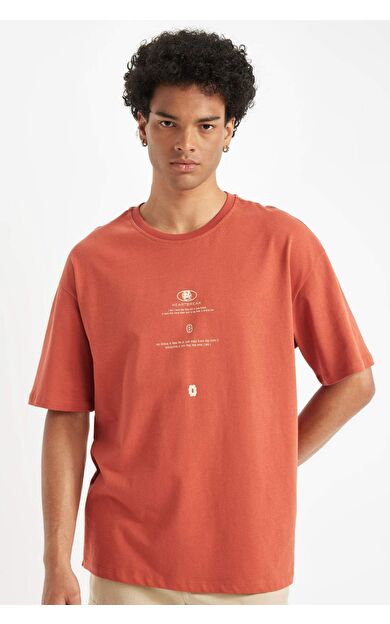 DeFacto DeFactoFit Comfort Fit Bisiklet Yaka Baskılı Kısa Kollu Tişört C6144AX24AUOG565