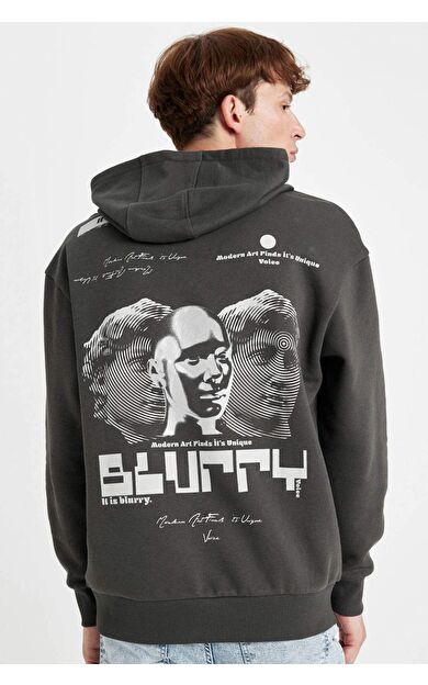 DeFacto Boxy Fit Kapüşonlu Sırt Baskılı Sweatshirt C6147AX24AUAR221