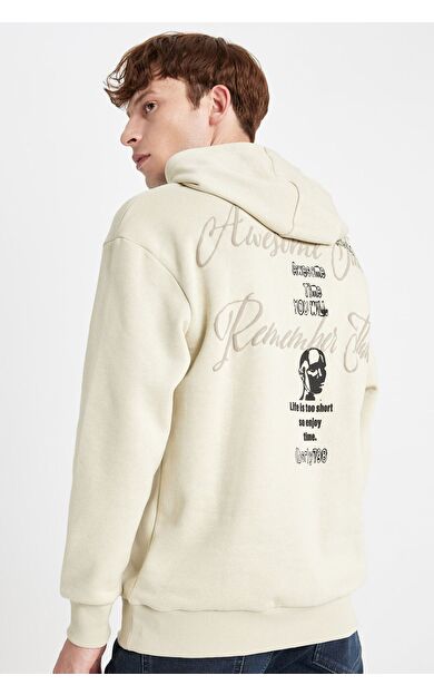 DeFacto Boxy Fit Kapüşonlu Baskılı Sweatshirt C6148AX24AUBG796