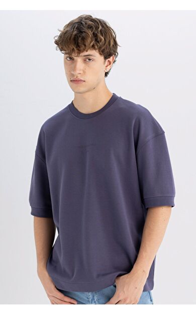 DeFacto Loose Fit Bisiklet Yaka Baskılı Ağır Kumaş Tişört C6196AX24AUPR493