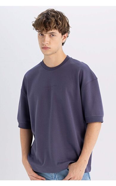 DeFacto Loose Fit Bisiklet Yaka Baskılı Ağır Kumaş Tişört C6196AX24AUPR493