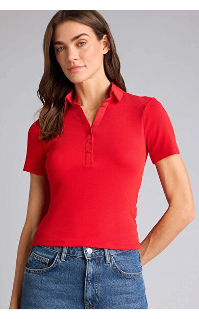DeFacto Slım Fıt Polo Yaka Fitilli Kaşkorse Tişört