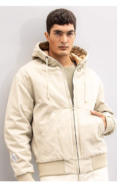 DeFacto Oversize Geniş Kalıp Kapüşonlu Fermuarlı Pamuklu Cepli Mont