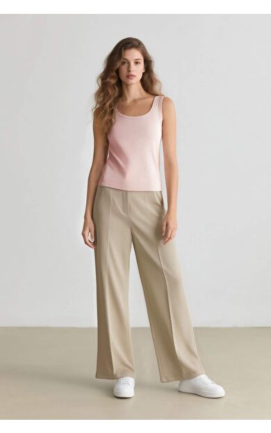 DeFacto Standart Boy Pantolon Wide Leg Geniş Bol Paça Basic Düz Yüksek Bel C6402AX25SPBG644