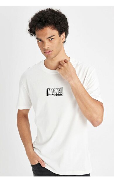 DeFacto DeFactoFit Marvel Logo Only Regular Fit Bisiklet Yaka Baskılı Kısa Kollu Tişört C6516AX24AUER105