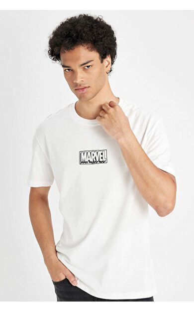 DeFacto DeFactoFit Marvel Logo Only Regular Fit Bisiklet Yaka Baskılı Kısa Kollu Tişört C6516AX24AUER105
