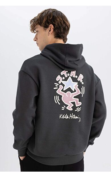 DeFacto Keith Haring Boxy Fit Kapüşonlu Sweatshirt