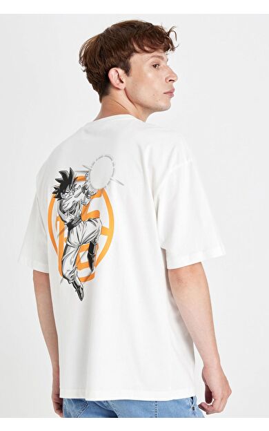 DeFacto Dragon Ball Oversize Fit Bisiklet Yaka Baskılı Kısa Kollu Tişört