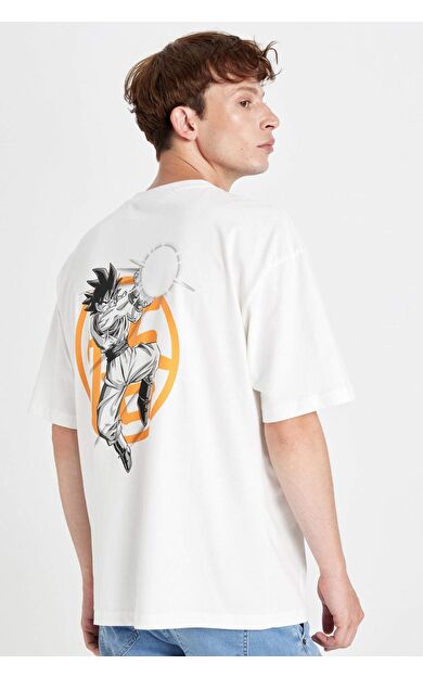 DeFacto Dragon Ball Oversize Fit Bisiklet Yaka Baskılı Kısa Kollu Tişört