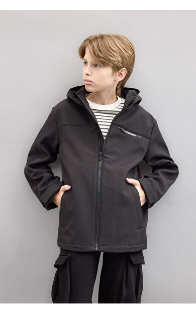 DeFacto Erkek Çocuk Su İtici Kapüşonlu Polar Astarlı Yağmurluk