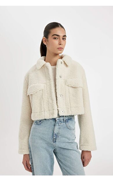 DeFacto Crop Suni Kürk Ceket