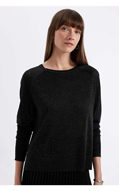 DeFacto Regular Fit Bisiklet Yaka Basic Triko Kazak C6818AX24WNBK27