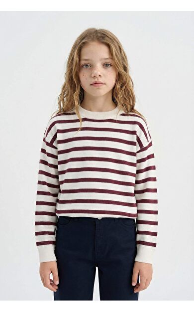 Kız Çocuk Standart Fit Bisiklet Yaka Kazak C6903A825AUBR205