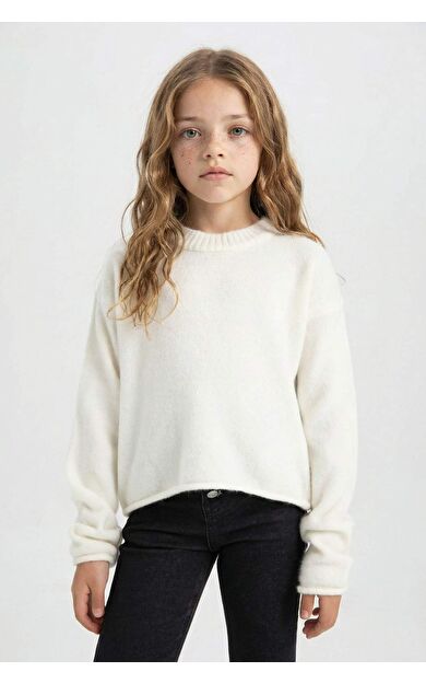 DeFactoFit Kız Çocuk Standart Fit Bisiklet Yaka Kazak C6908A824AUER105