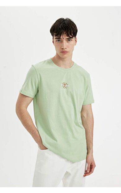 DeFacto DeFactoFit Slim Fit Bisiklet Yaka Baskılı Kısa Kollu Tişört C6913AX24SMGN1172