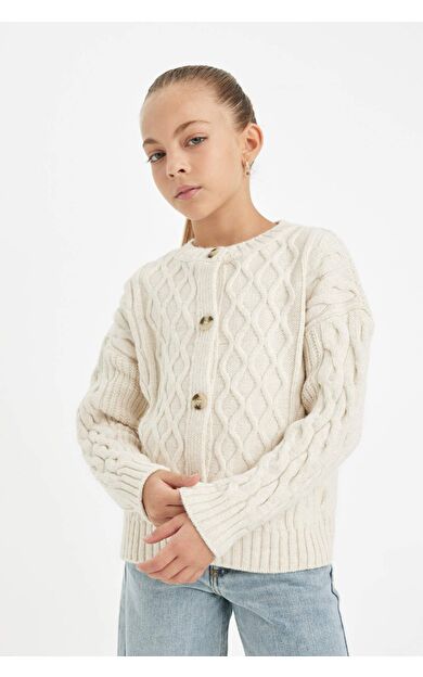 DeFactoFit Kız Çocuk Bisiklet Yaka Hırka C6937A824AUER233