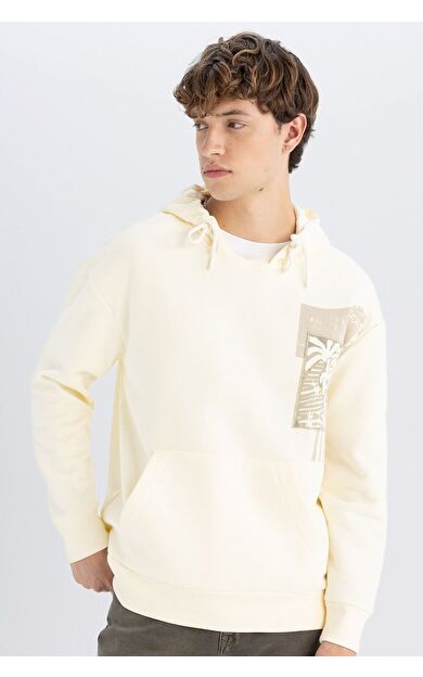 DeFacto Boxy Fit Kapüşonlu Baskılı Sweatshirt C7050AX24AUER91