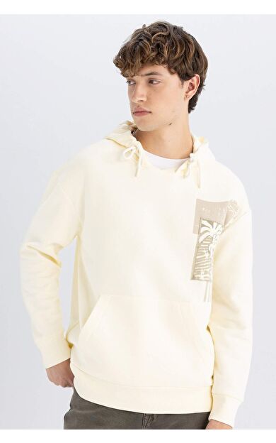 DeFacto Boxy Fit Kapüşonlu Baskılı Sweatshirt C7050AX24AUER91