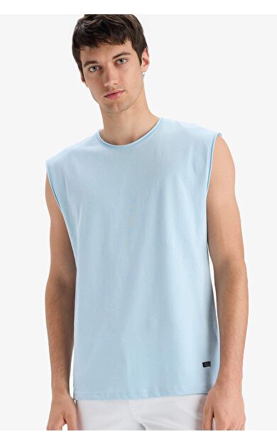 DeFacto %100 Pamuk Boxy Fit Bisiklet Yaka Basic Düz Atlet C7205AX25SMBE304