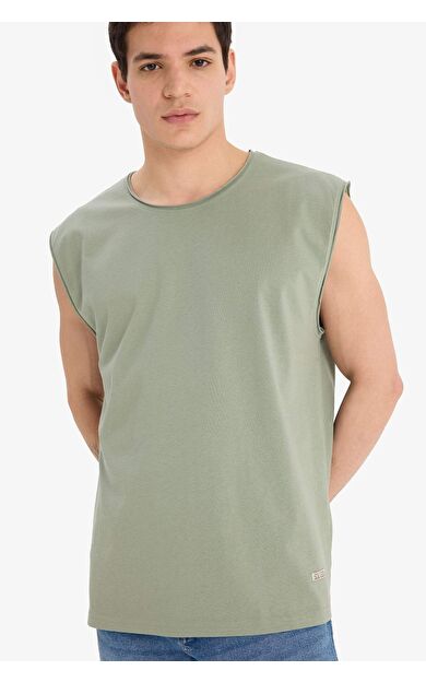 DeFacto %100 Pamuk Boxy Fit Bisiklet Yaka Basic Düz Atlet C7205AX25SMGN1107