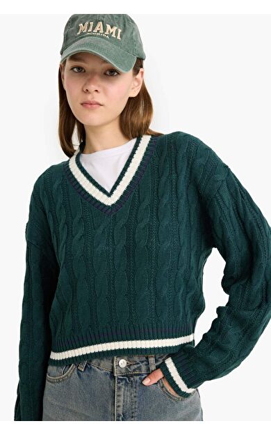 DeFacto Coool Regular Fit V Yaka Kazak C7321AX25WNGN744