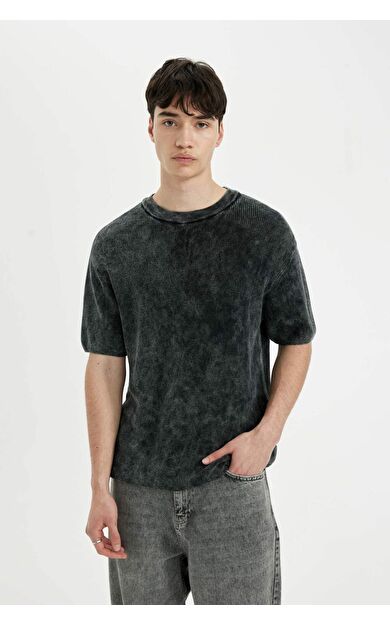 DeFacto Relax Fit Bisiklet Yaka Selanik Kumaş Tişört