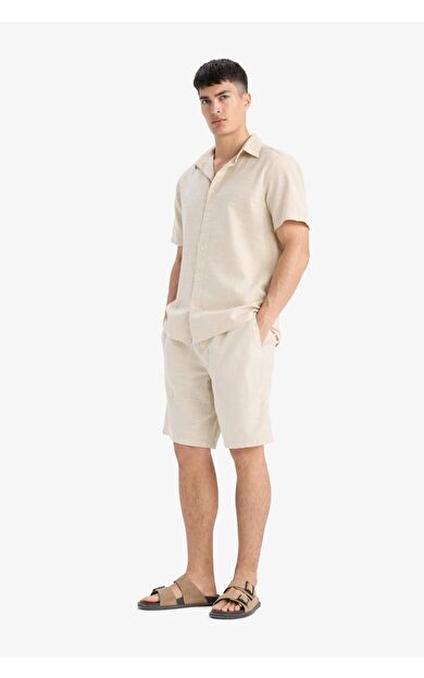 DeFacto Relax Fit Cepli Keten Görünümlü Bermuda Şort C7381AX25SMBG655