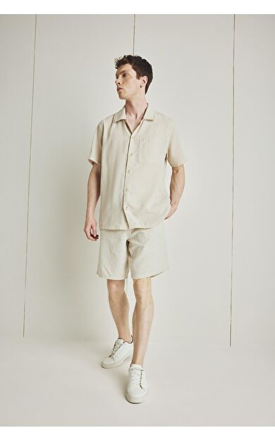 DeFacto Relax Fit Cepli Keten Görünümlü Bermuda Şort C7381AX25SMBG655