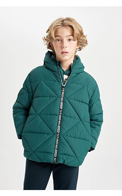 DeFacto Erkek Çocuk Su İtici Kapüşonlu Fermuarlı Cepli Mont C7385A824WNGN383