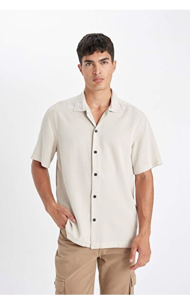 DeFacto Relax Fit Polo Yaka Pamuklu Kısa Kollu Gömlek C7394AX24SMER37