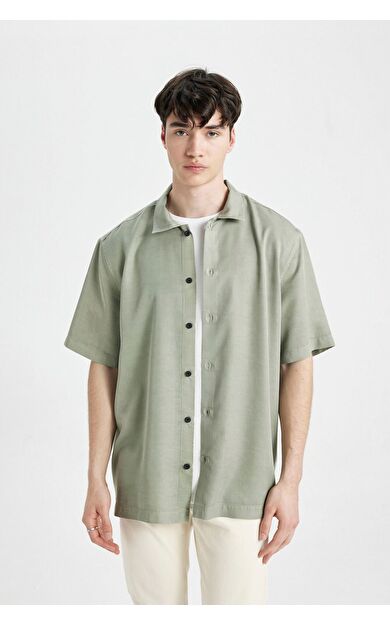 DeFacto Relax Fit Polo Yaka Pamuklu Kısa Kollu Gömlek C7394AX24SMGN931