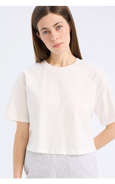 DeFacto Boxy Fit Bisiklet Yaka Basic Düz Penye Kısa Kollu Tişört C7459AX25SMER105