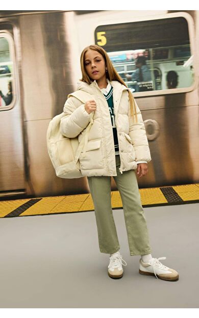 DeFacto Kız Çocuk Straight Fit Geniş Paça Pamuklu Pantolon C7472A824AUGN497