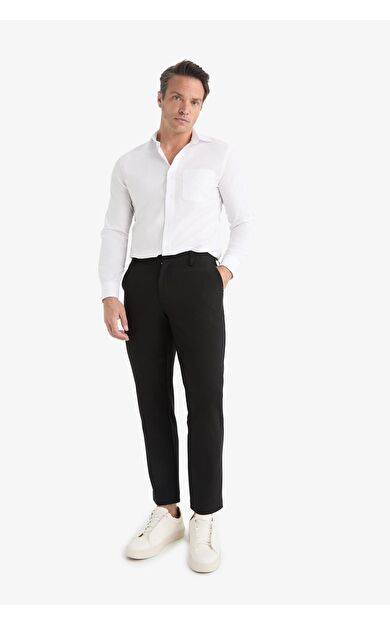DeFacto Tailored Fit Düz Paça Her Yöne Esneyen Yumuşak Tuşe Cepli Pantolon C7508AX25AUBK27