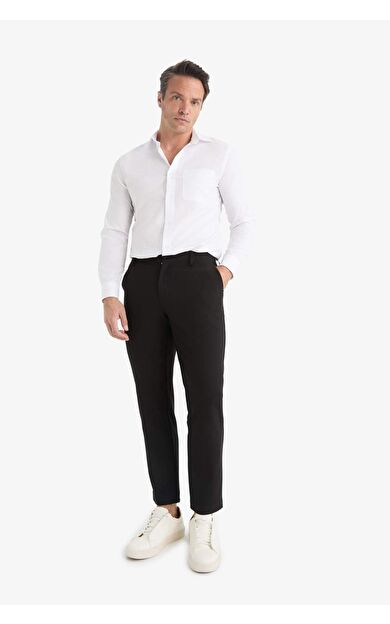 DeFacto Tailored Fit Düz Paça Her Yöne Esneyen Yumuşak Tuşe Cepli Pantolon C7508AX25AUBK27