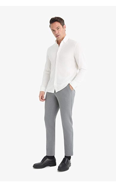 DeFacto Tailored Fit Düz Paça Her Yöne Esneyen Yumuşak Tuşe Cepli Pantolon C7508AX25AUGR377
