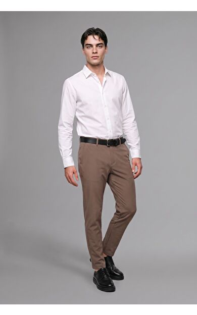 DeFacto Tailored Fit Düz Paça Her Yöne Esneyen Yumuşak Tuşe Cepli Pantolon