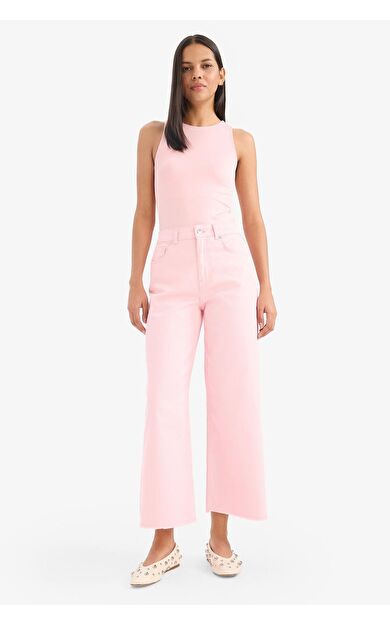 DeFacto Culotte Gabardin Kumaş Pantolon Yüksek Bel Geniş Paça C7535AX25SPPN69