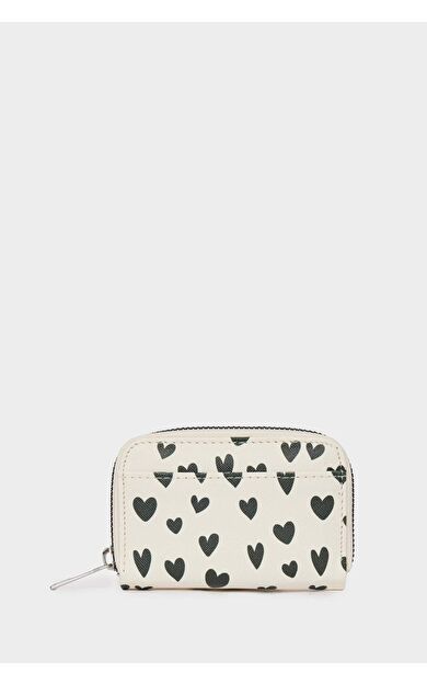 Kadın Kalp Baskılı Bozuk Para Cüzdanı