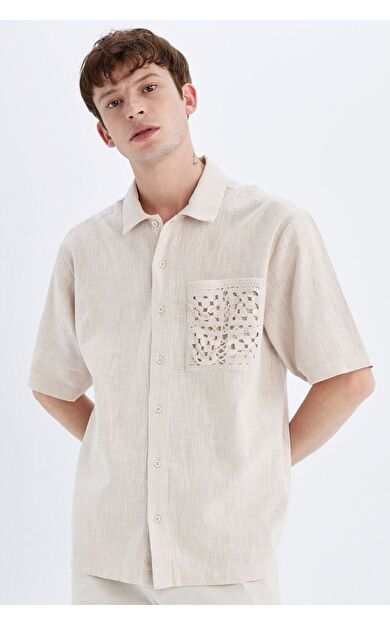 DeFacto DeFactoFit Relax Fit Polo Yaka Pamuklu Kısa Kollu Gömlek C7556AX24SMBG750