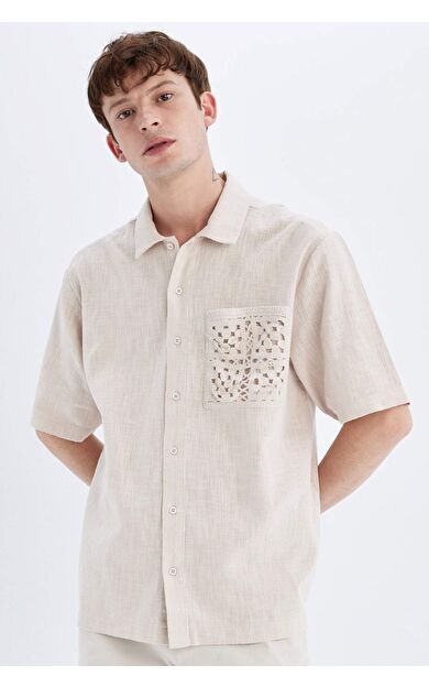 DeFacto DeFactoFit Relax Fit Polo Yaka Pamuklu Kısa Kollu Gömlek C7556AX24SMBG750