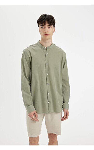 DeFacto DeFactoFit Regular Fit Dik Yaka Pamuklu Uzun Kollu Gömlek C7584AX24SMGN931