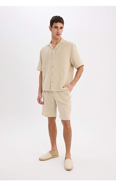 DeFacto %100 Pamuk Relax Fit Pamuklu Cepli Basic Düz Bermuda Şort C7589AX25SMBG695