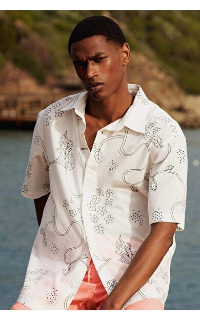 DeFactoFit Regular Fit Baskılı Pamuklu Kısa Kollu Gömlek C7695AX24SMER238
