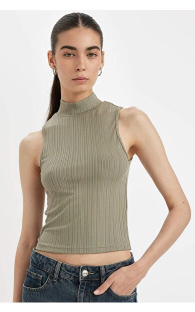 DeFacto Slim Fit Yarım Balıkçı Yaka Fitilli Kaşkorse Smart Atlet